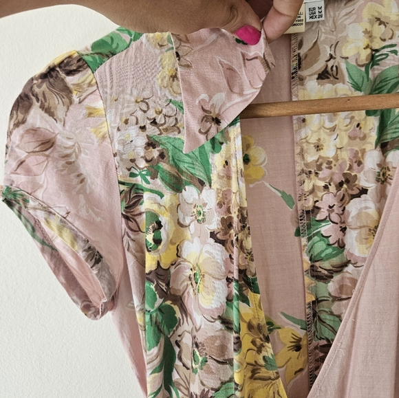 Zara pink floral collared wrap dress - Picture 4 of 8